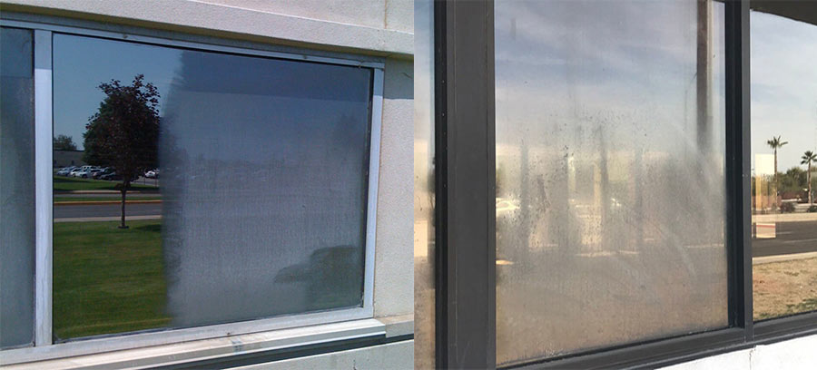 Before & after results of glass restoration in Dubai site