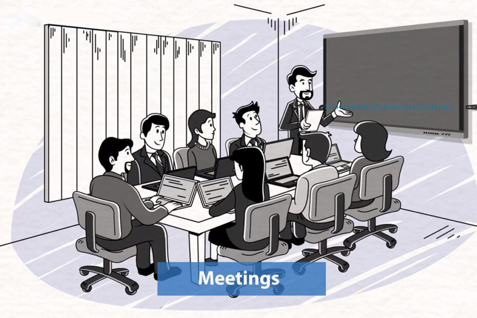 Smart white board in meeting room